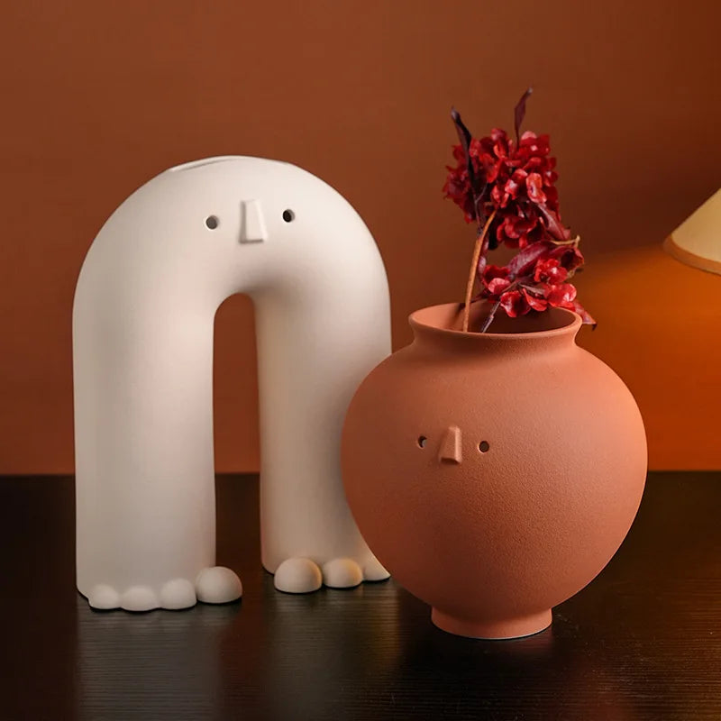 Wabi Sabi ceramic vase desktop foyer art flower arrangement décor
