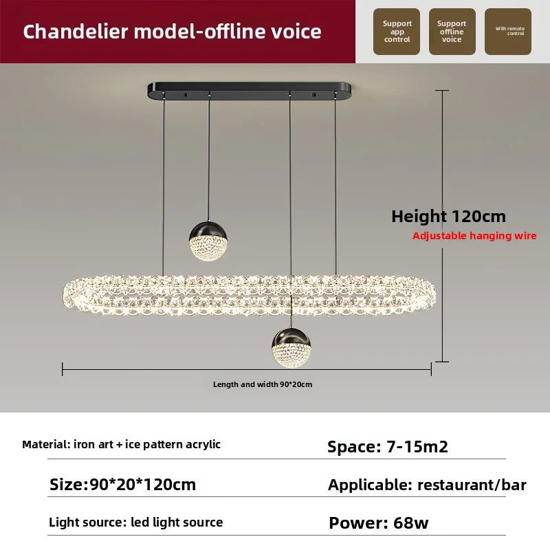 Acrylic diffuser detail on a brushed steel ceiling chandelier