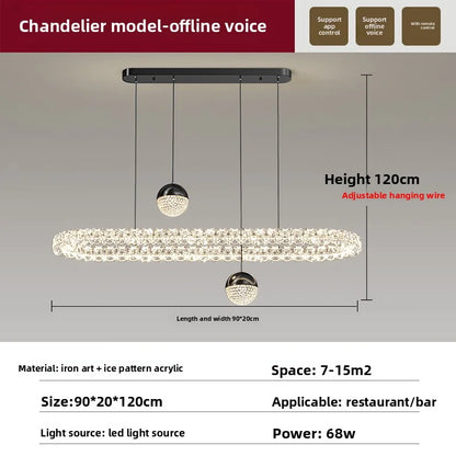 Acrylic diffuser detail on a brushed steel ceiling chandelier
