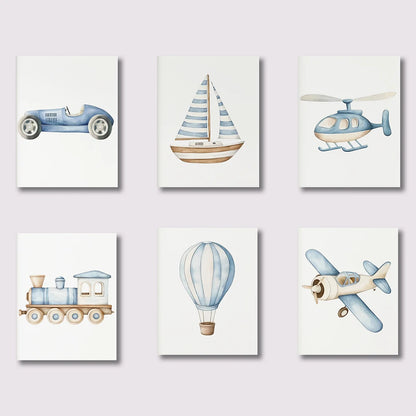 Children's Vehicle Nursery Canvas Wall Art Set
