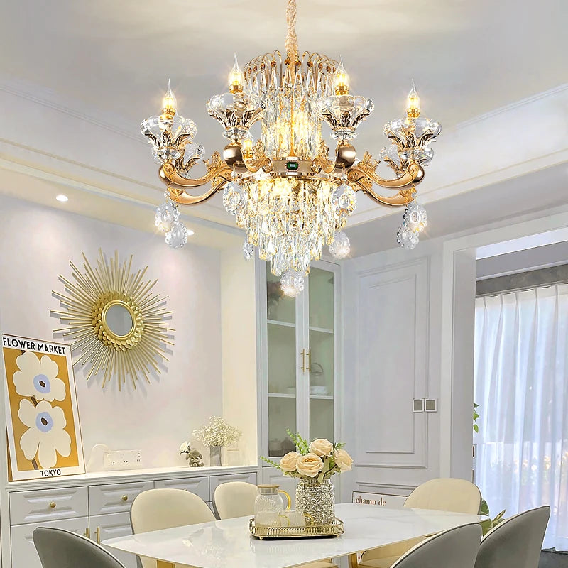 Six light crystal chandelier measuring 73 centimetres in diameter