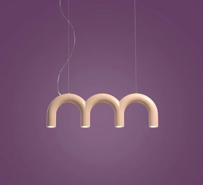 Pink and orange tube chandelier in the 60 centimetre circle form