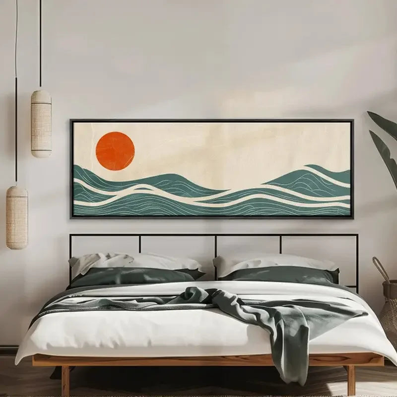 Minimalist Sunset Horizontal Ocean Canvas Wall Art