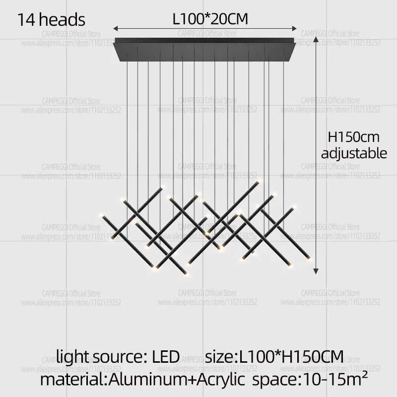 Long pendant chandelier on a self contained cord pendant mount
