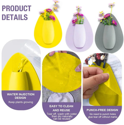 Purple silicone wall vase five colors grouped display