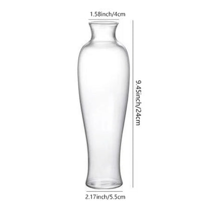 Four Zen glass cylinder vase styles arranged as minimalist tabletop grouping