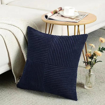 Boho Patchwork Corduroy Pillow Cover — styling detail