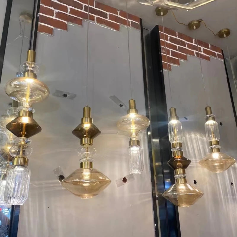 Amber Glass LED Chandelier