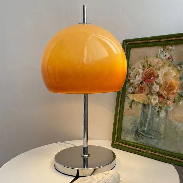 Retro mushroom floor lamp remote dimming variant side profile view