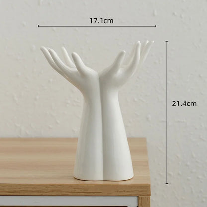 Ceramic hand arm palm sculpture flower vase porcelain art décor