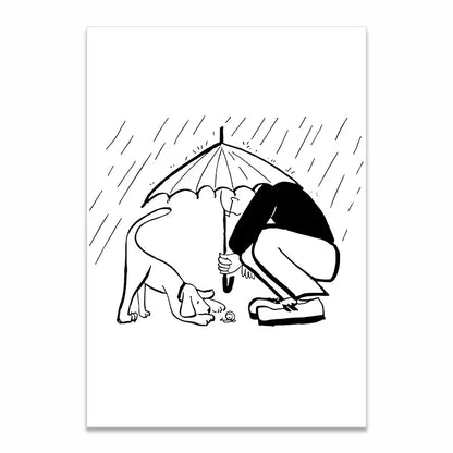 Korean Minimalist Anime Couple Canvas Wall Art