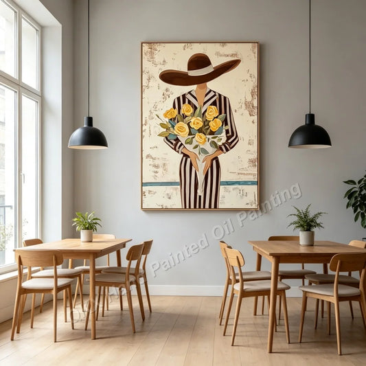 Mid-Century Abstract Figurative Woman Canvas Art