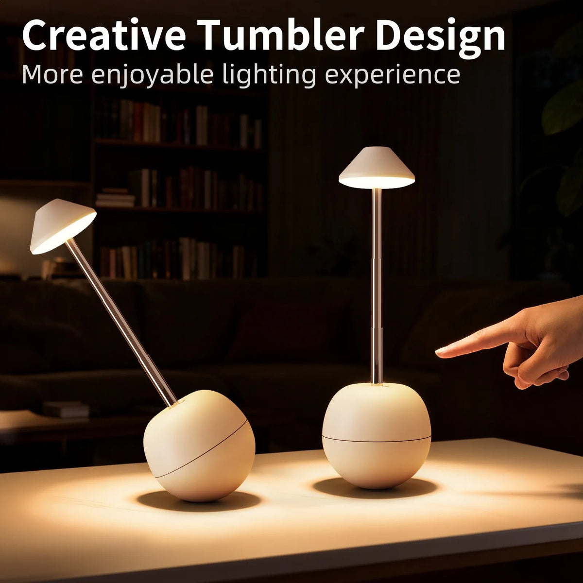 Creative rechargeable remote table lamp green variant USB Type-C glow