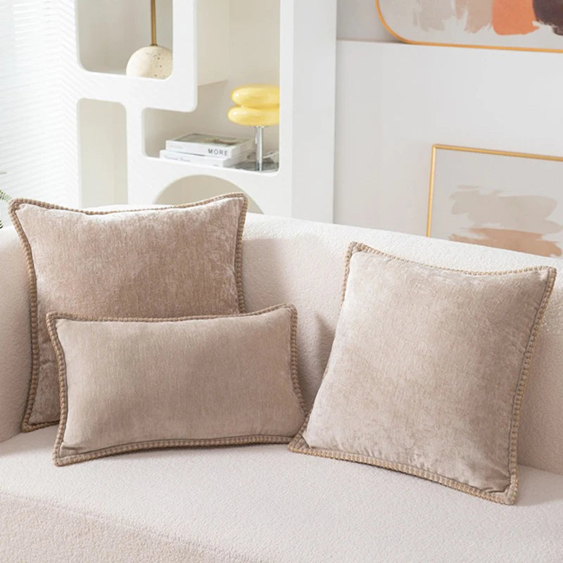 Solid Chenille Throw Pillow Cover — styling detail
