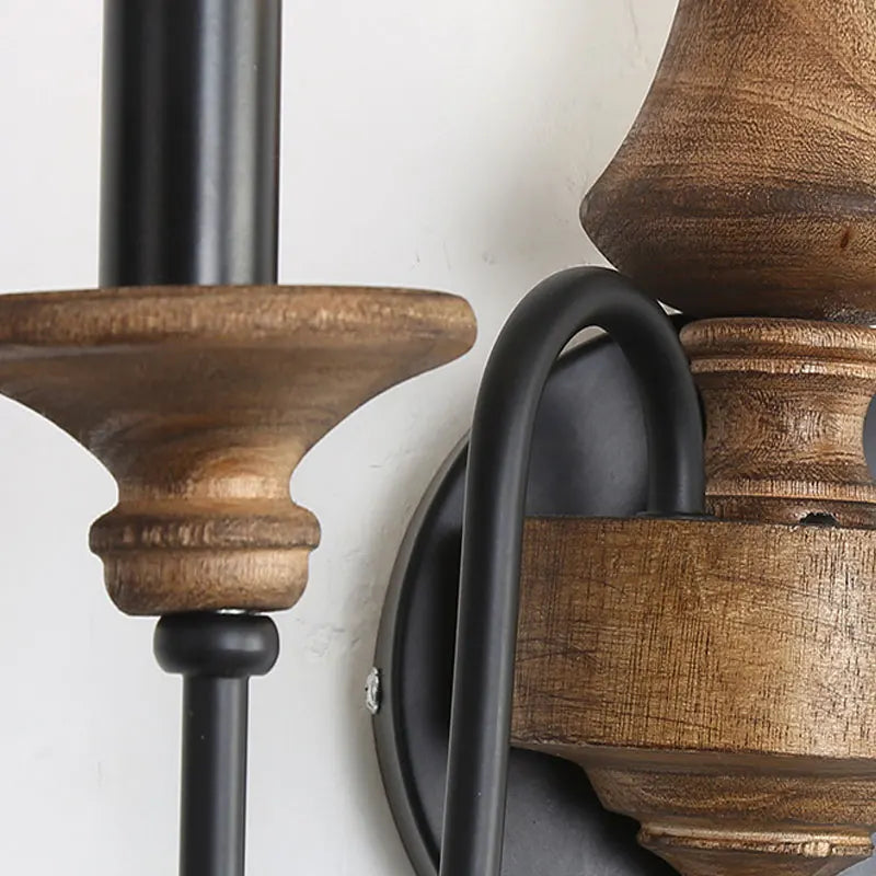 wood wall sconce, installed in a room interior setting