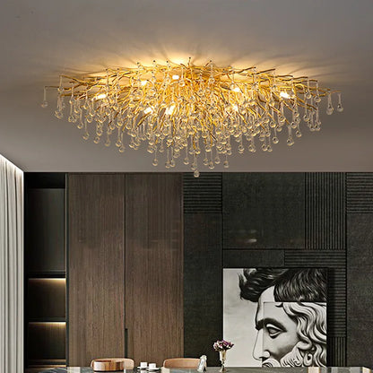 Semi-flush mount crystal chandelier with knob switch and 90 to 260V operation