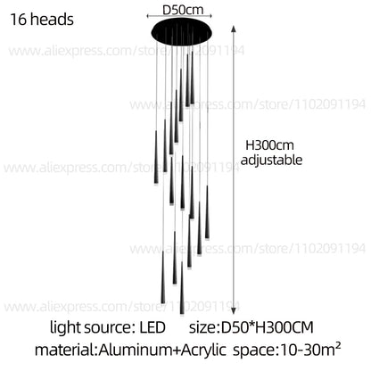 Golden aluminium chandelier with its LED light sources included
