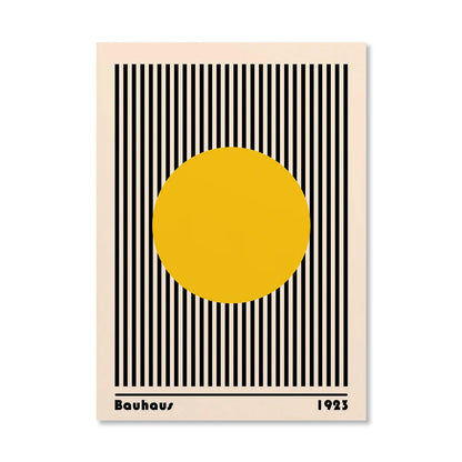 Bauhaus Geometric Sunrise Bicycle Canvas Wall Art