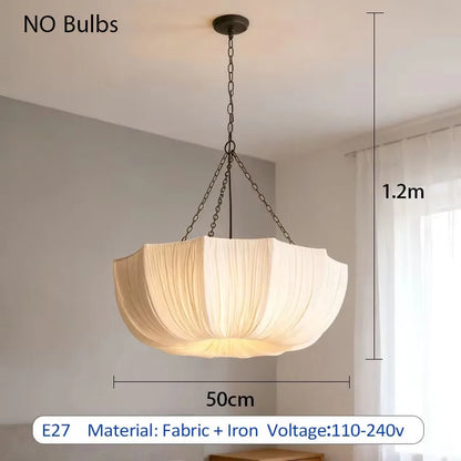 Fabric chandelier lighting a 5 to 10 square metre area with warm light