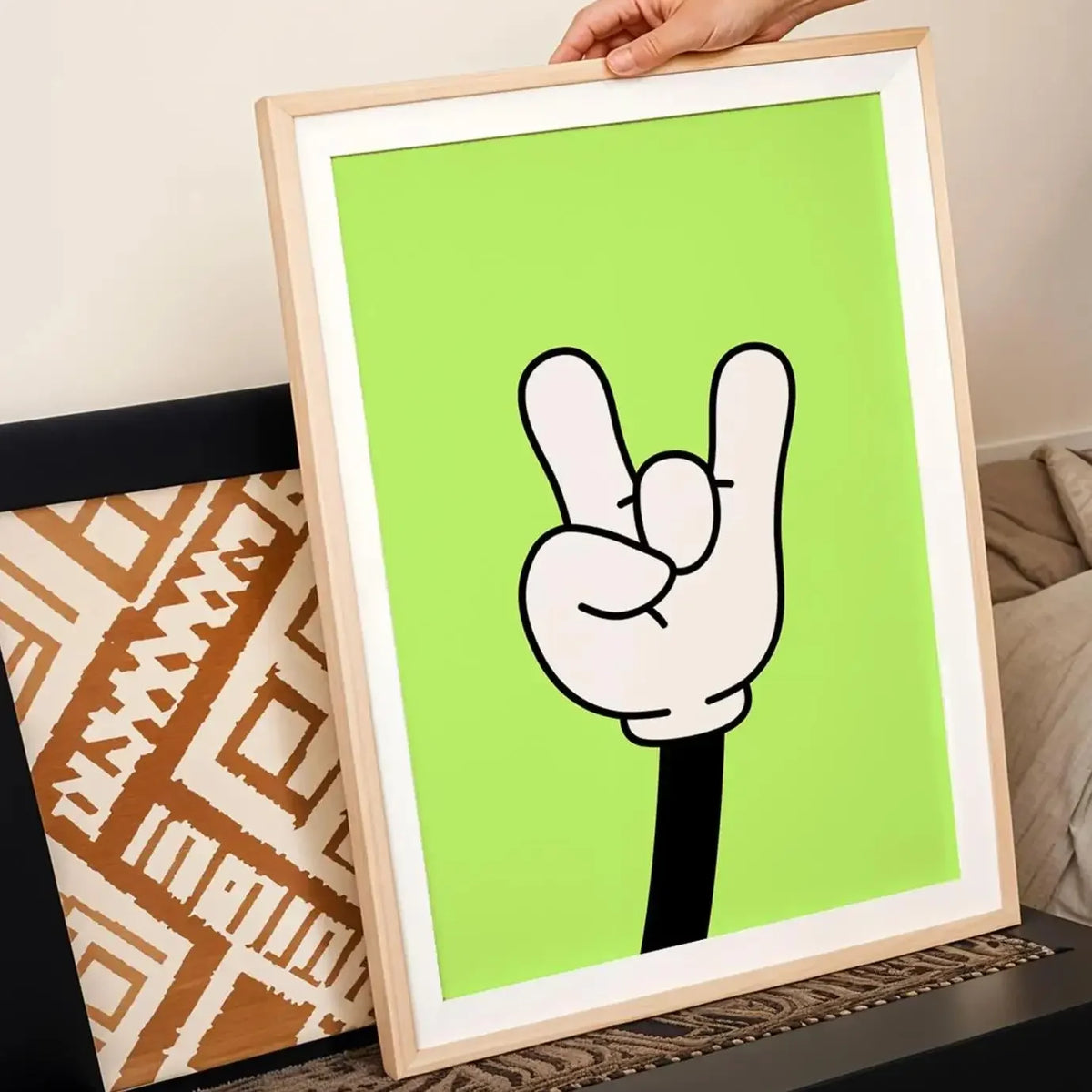 Retro Rock Hand Graphic Canvas Wall Art
