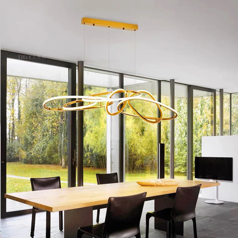 Rose gold linear LED pendant light, full-length view showing acrylic diffuser