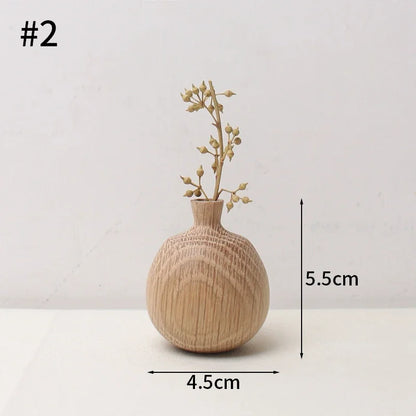 Japanese wooden flower vase styled in a Scandinavian home office desk setup display