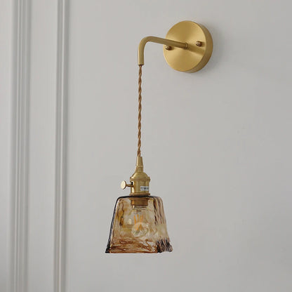 brass wall sconce, close-up of shade and hardware detail