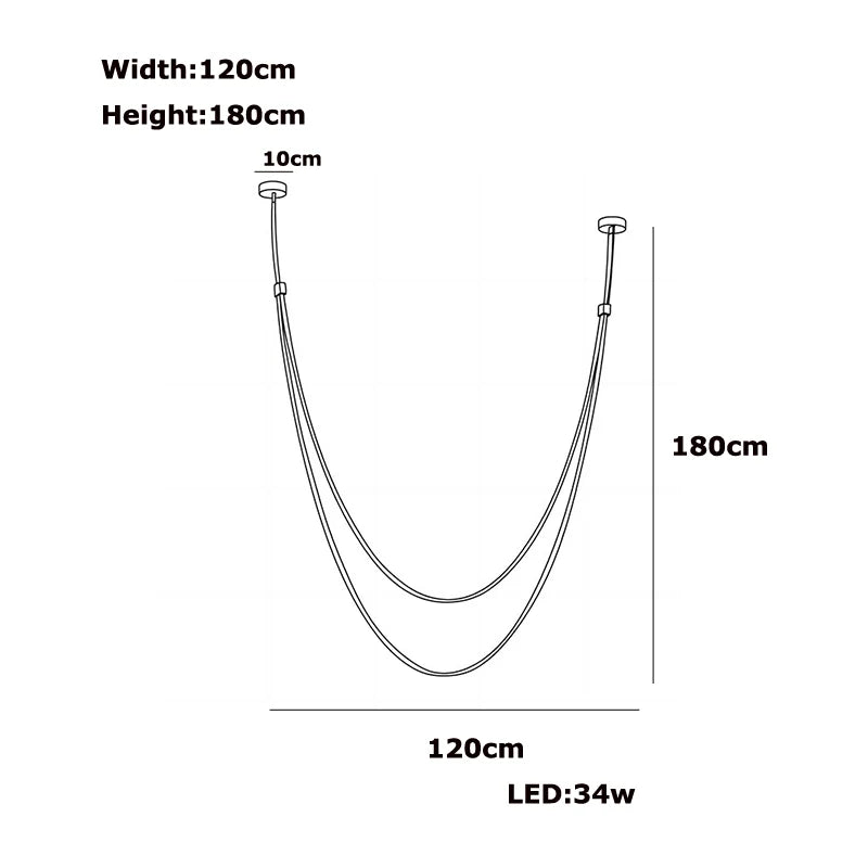 Acrylic LED cover following the curve of a leather belt chandelier