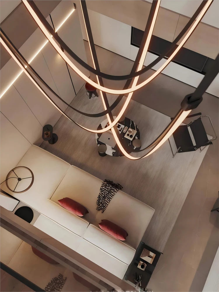 Black leather chandelier with chrome stainless steel hardware