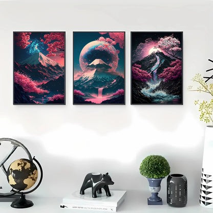Japanese Ink Landscape 3-Piece Canvas Wall Art Set