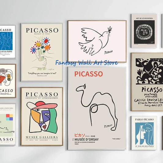 Picasso Exhibition Vintage Canvas Wall Art Print