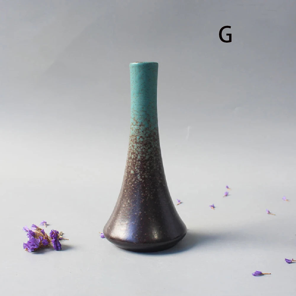 Style B Japanese ceramic vase beside a stone incense holder on shelf