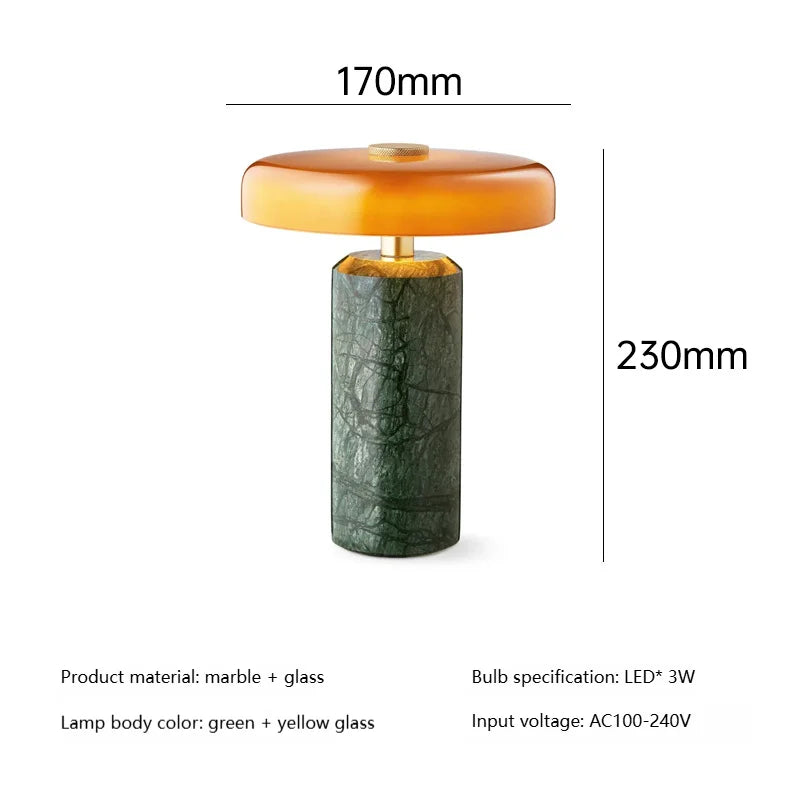 Touch glow marble lamp in dark room warm bedside light glow