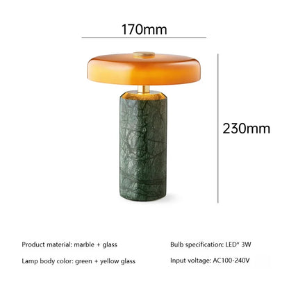 Touch glow marble lamp in dark room warm bedside light glow