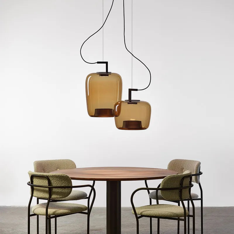 Nested glass chandelier at 35 centimetres with polished chrome fitting