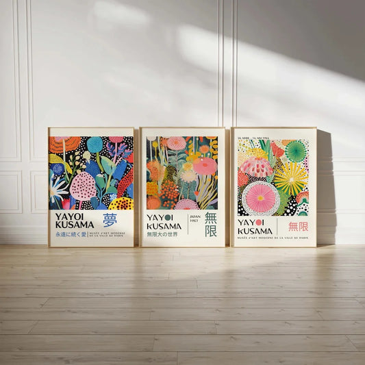 Yayoi Kusama Floral 3-Piece Canvas Wall Art Set