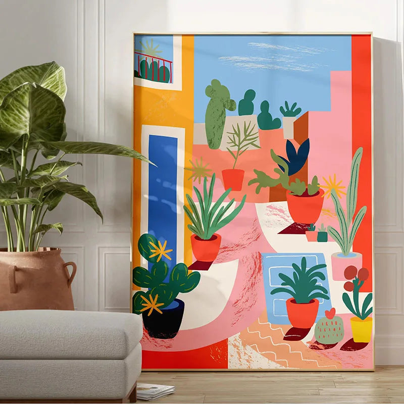 Green Botanical Houseplant Canvas Wall Art