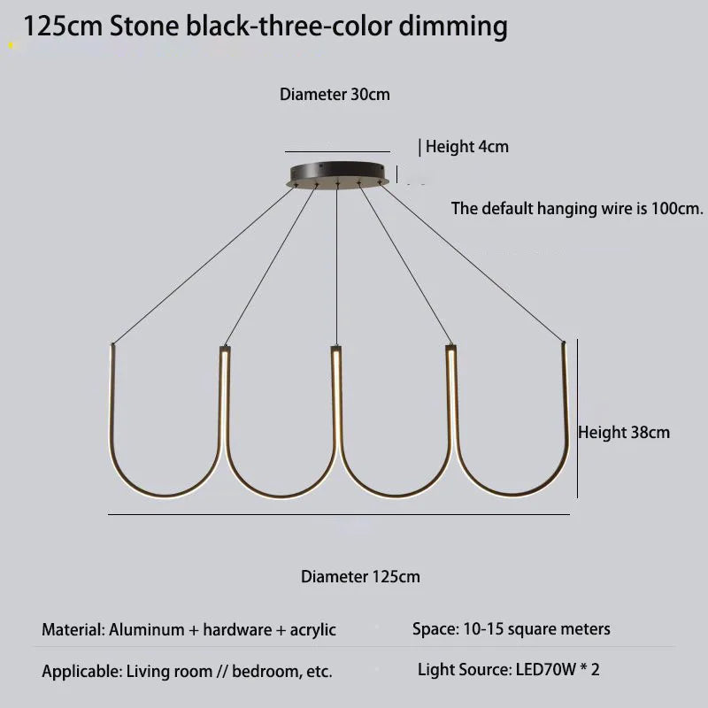 White U bar chandelier at 25.6 in diameter for kitchen islands