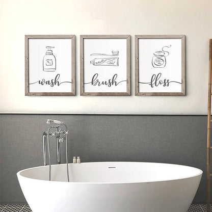 Minimalist Black White Stick Figure Laundry Canvas Art