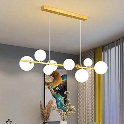 Glass shade chandelier in arrangement A, LED bulbs included, 90 to 260V