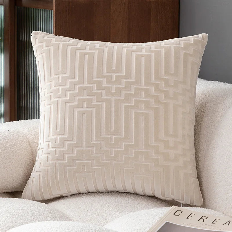 Geometric Velvet Throw Pillow Cover — styling detail