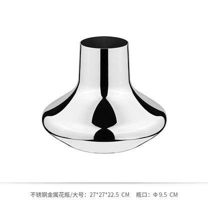 Creative stainless steel mirror circle vase luxury home décor