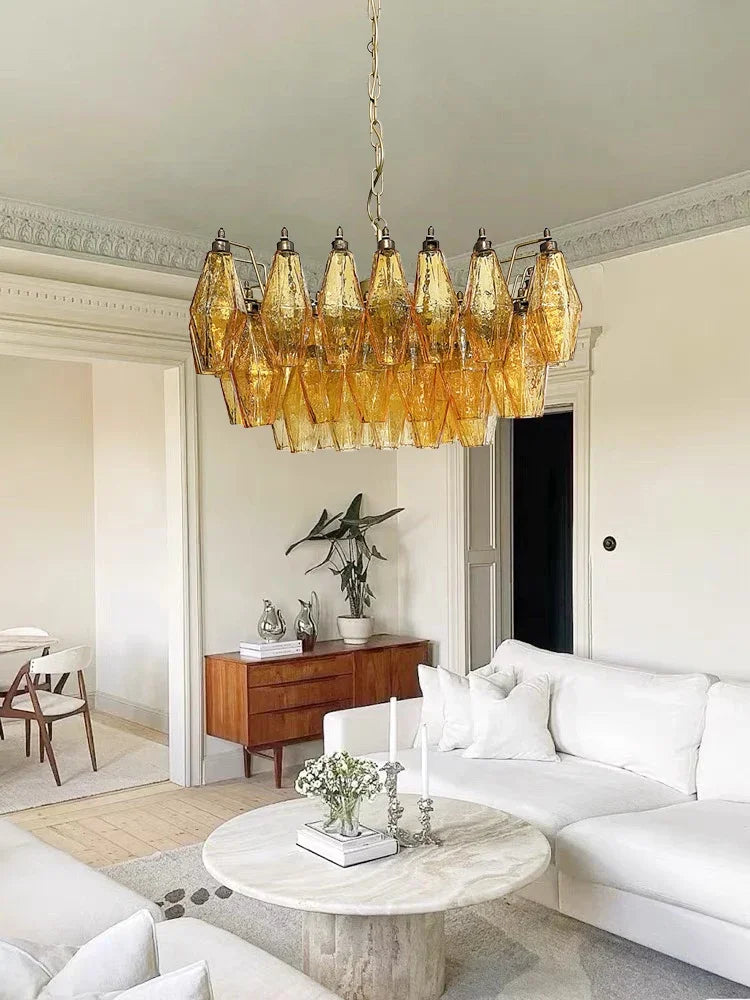 Clear glass cluster chandelier at 80 centimetres diameter, bulbs included
