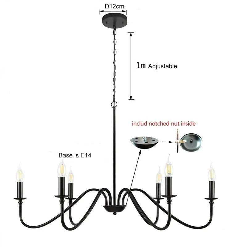 Black industrial chandelier on a cord pendant, flat packed for assembly
