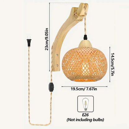 Bamboo Lantern Rattan Wall Sconce
