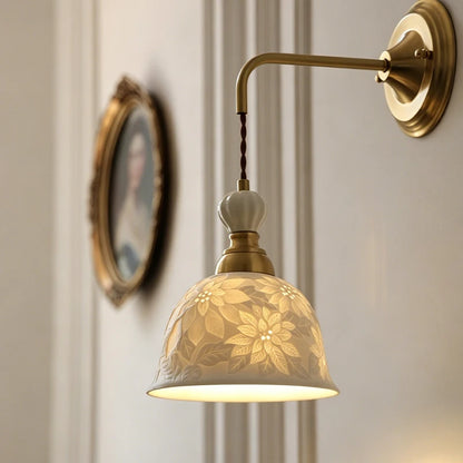 ceramic wall sconce, front view on white background