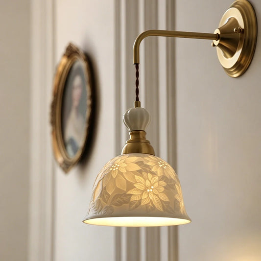 ceramic wall sconce, front view on white background