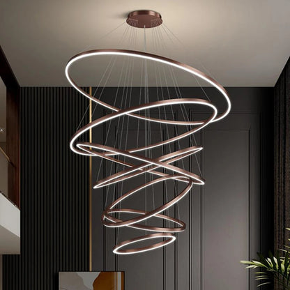 Ring chandelier with rings from 7.9 in to 47.2 in on an ironwork frame