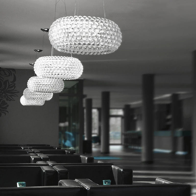 Beaded pendant chandelier design A at 13.8 in (35 cm) diameter