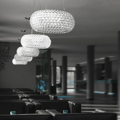 Beaded pendant chandelier design A at 13.8 in (35 cm) diameter